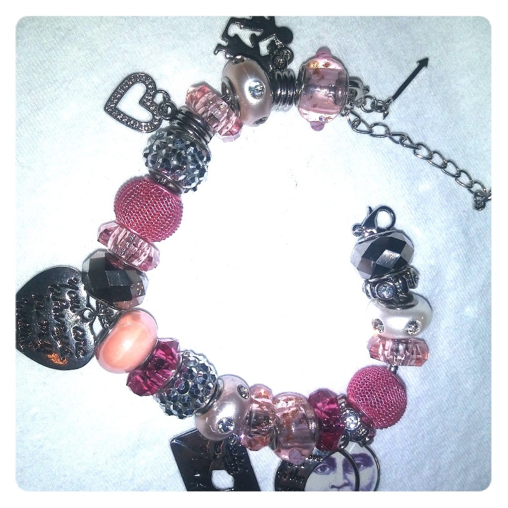beaded charm bracelet.